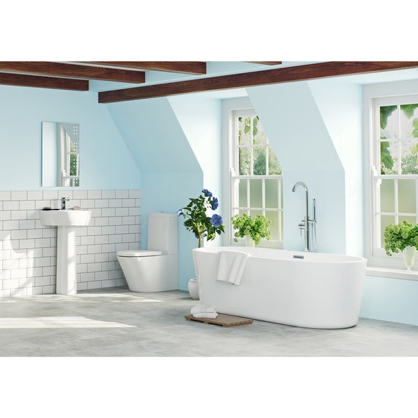 Mode Tate complete bathroom suite with Arte freestanding bath and taps